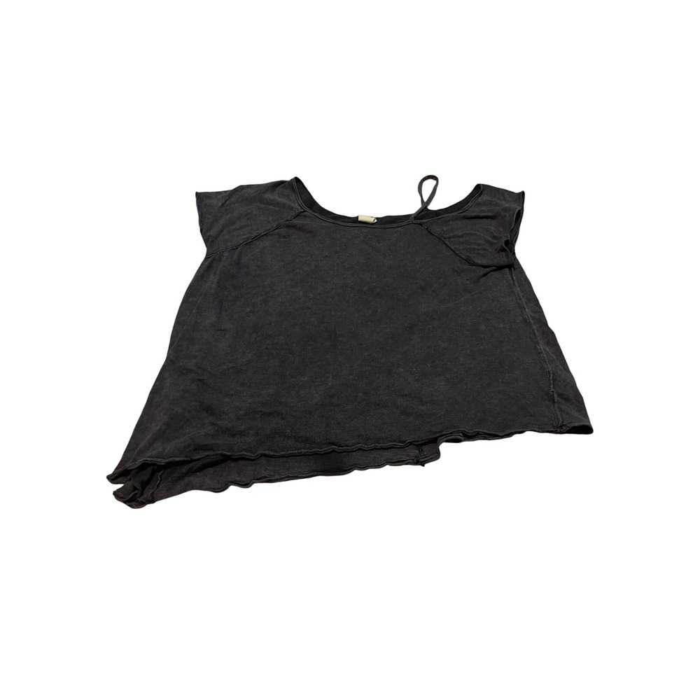 Free People We The Free Alex Split Shoulder Charcoal Grey Tee L OB1020296 I07